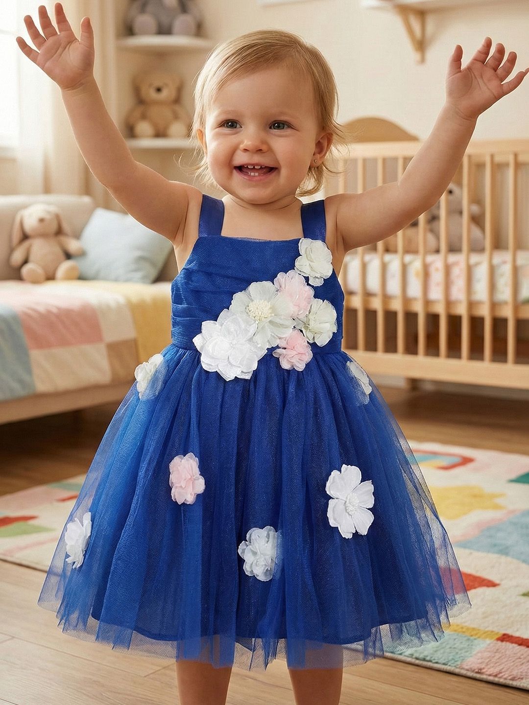 YK Infant Floral Applique Fit & Flare Party Dress-image-26
