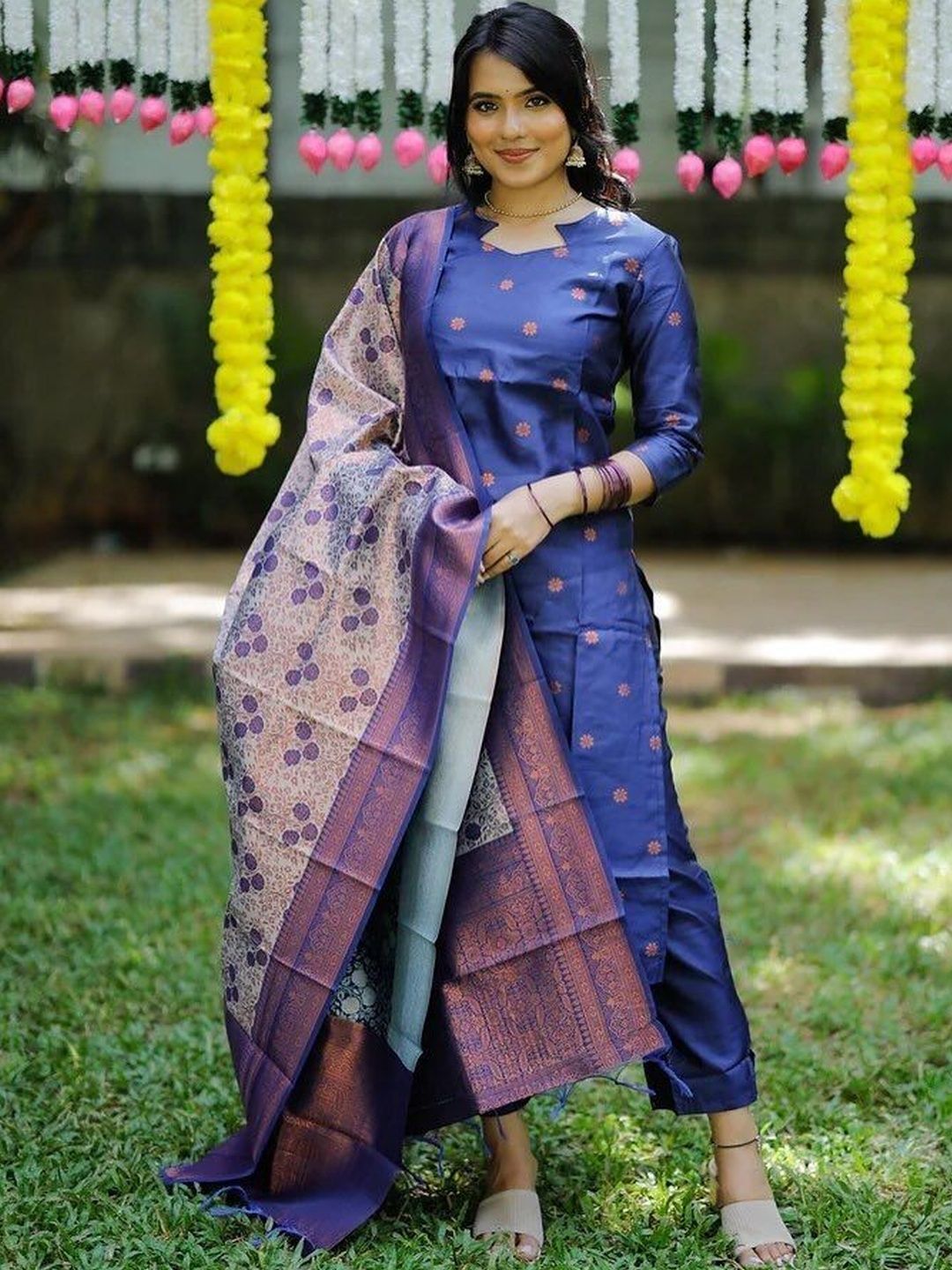 TURITY Women Ethnic Motifs Regular Kurta with Trousers & With Dupatta-picture-13