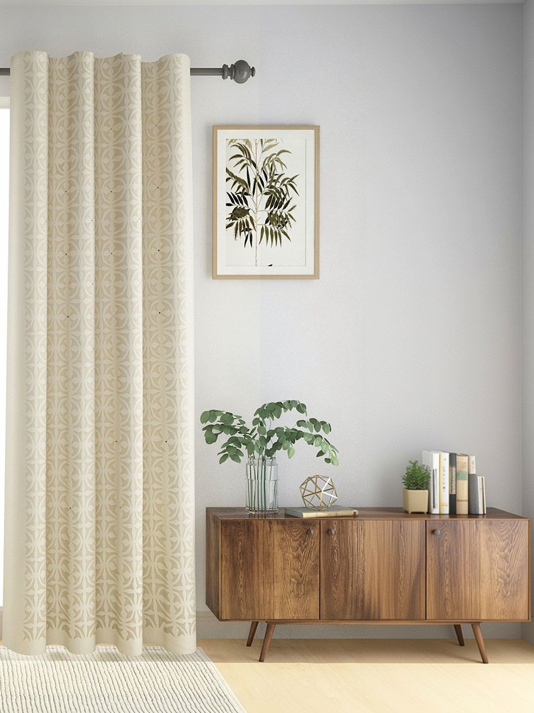 Fabindia Off White Geometric Long Door Curtain-image-6