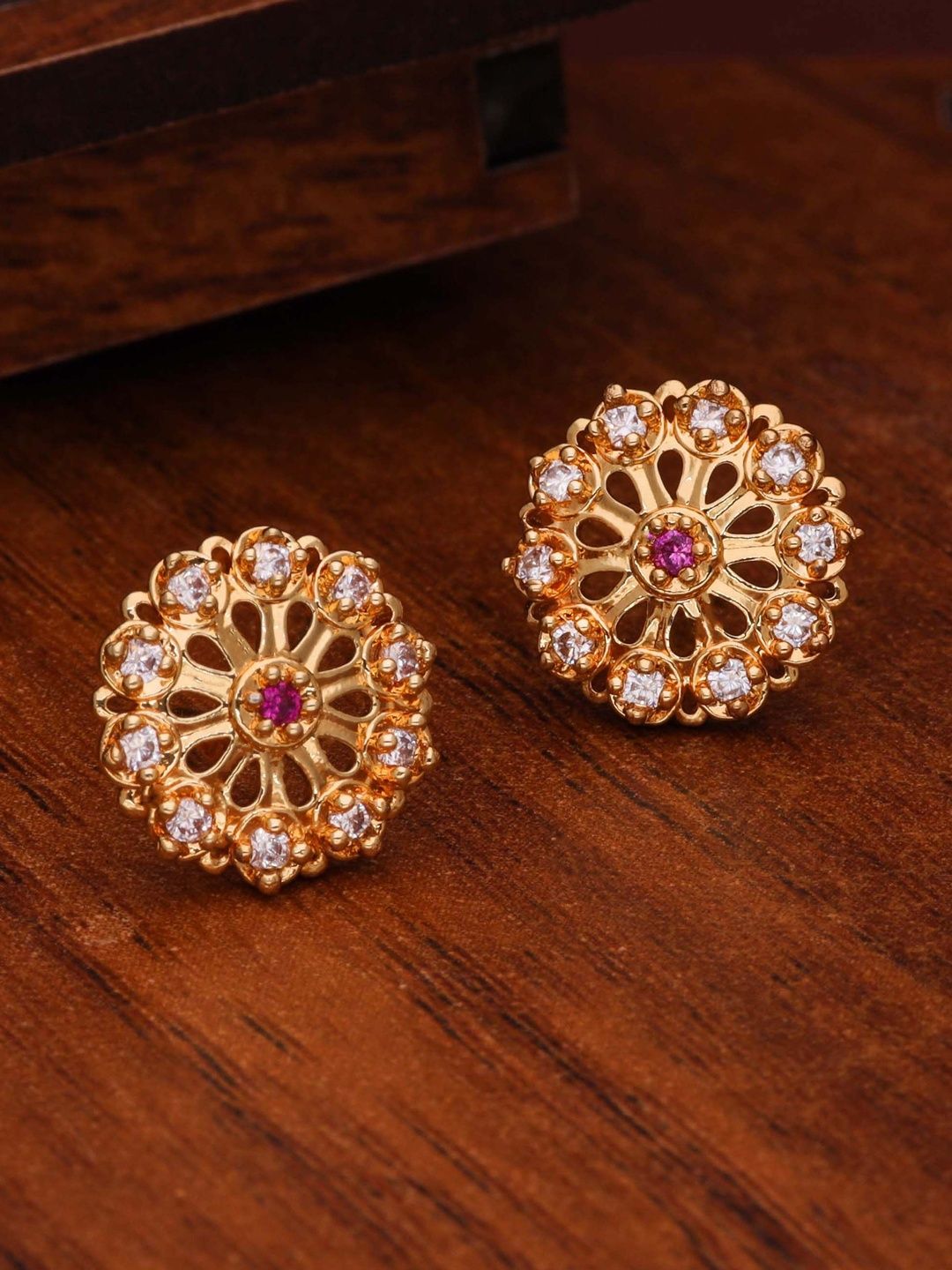Sangria Gold-Plated American Diamond -Studded Earrings-picture-44