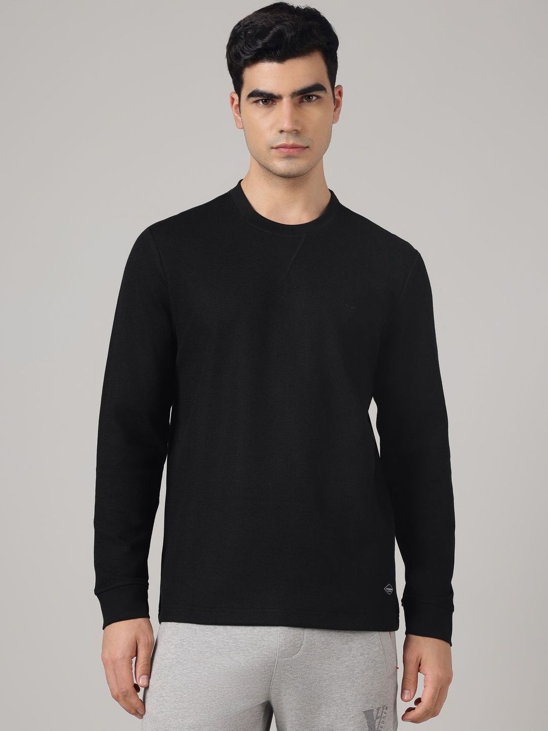 van heusen innerwear Men Solid Regular Fit Round Neck Full Sleeves Waffle T-shirt-picture-14