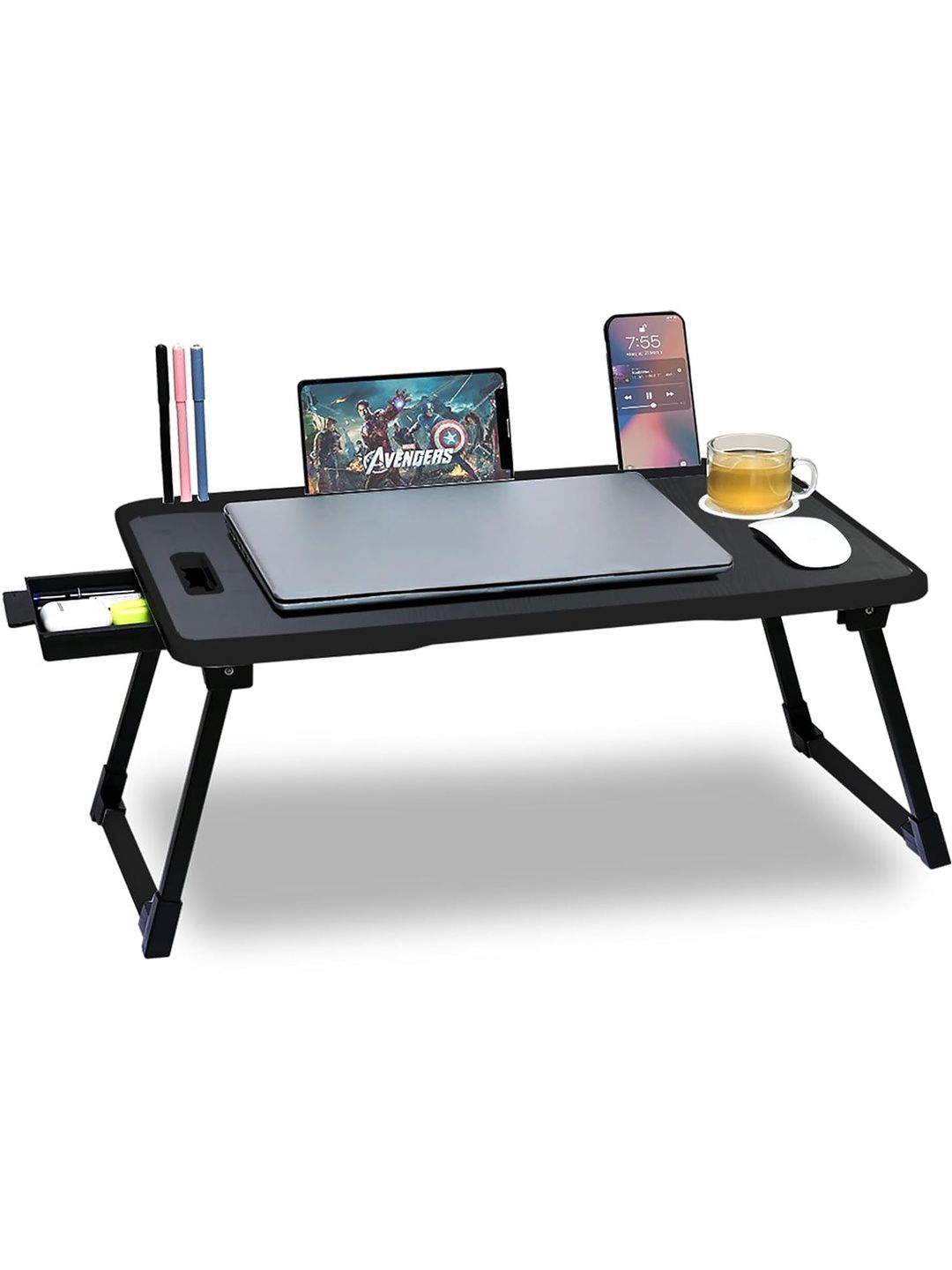 UKDI MUKDI Black Foldable & Portable Laptop Table with Cup Holder-picture-48