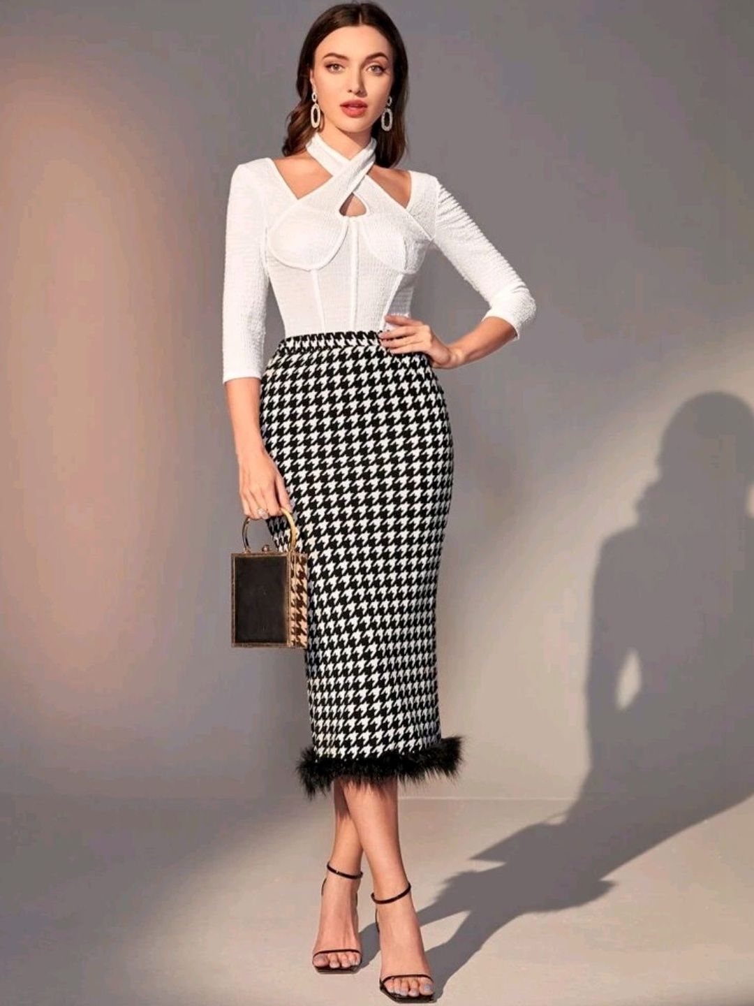 KI STUDIO Printed Pencil Midi Skirts-picture-30
