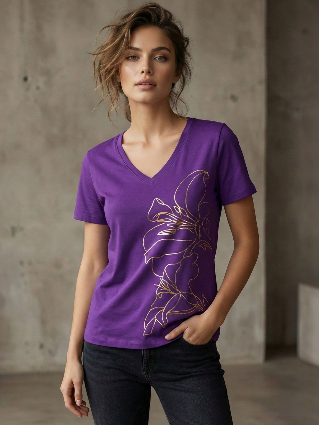 DressBerry Women Floral Printed V-Neck T-shirt-picture-27
