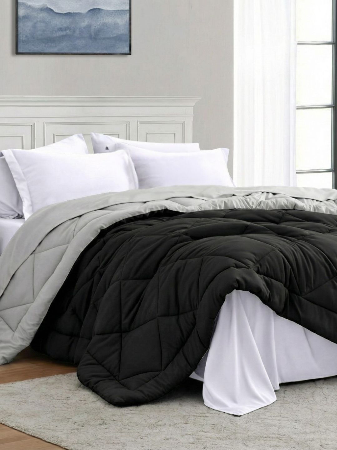 JAIPUR FABRIC Grey Melange & Black Mild Winter 210 GSM Comforter-picture-40