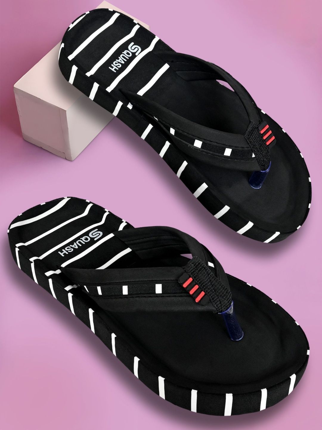 SQUASH Men Striped Thong Flip-Flops-picture-43