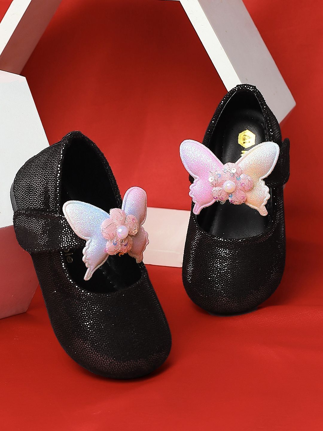 Minesole Girls Textured Party Flats