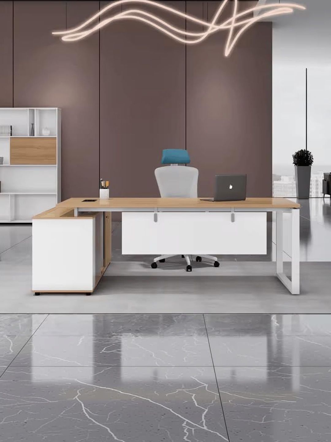 DESKIO Beige Coloured Wooded Self Design Study Table-picture-51