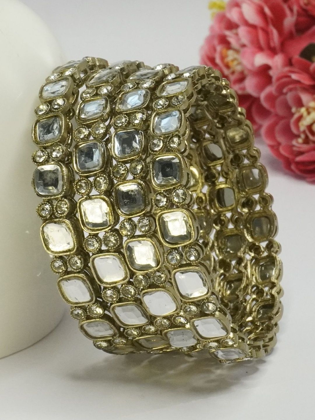 Panini jewels Set of 4 Gold-Plated Kundan-Studded Bangle-picture-38