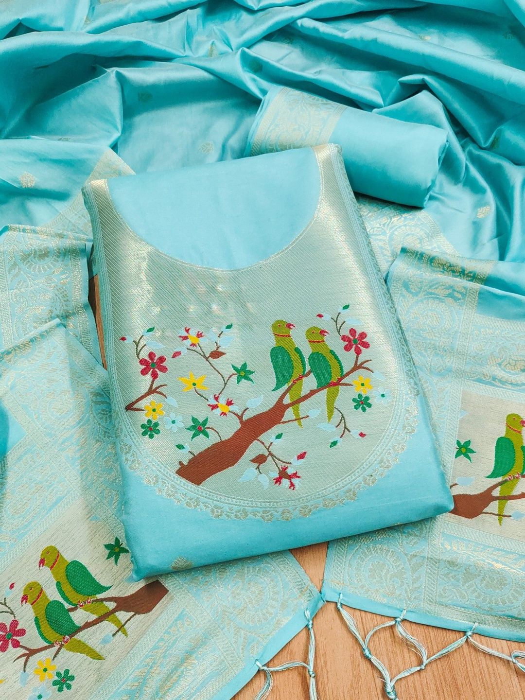 Panzora Embroidered Unstitched Dress Material-picture-36