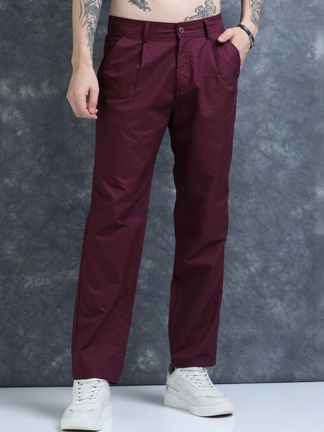 The Roadster Lifestyle Co Cotton Relaxed Fit Regular Trousers-picture-34
