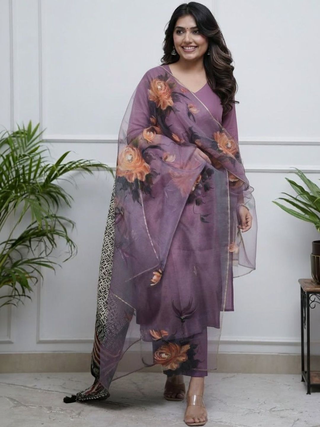 AG TEXTILE Women Floral Regular Kurta with Trousers & With Dupatta-image-9