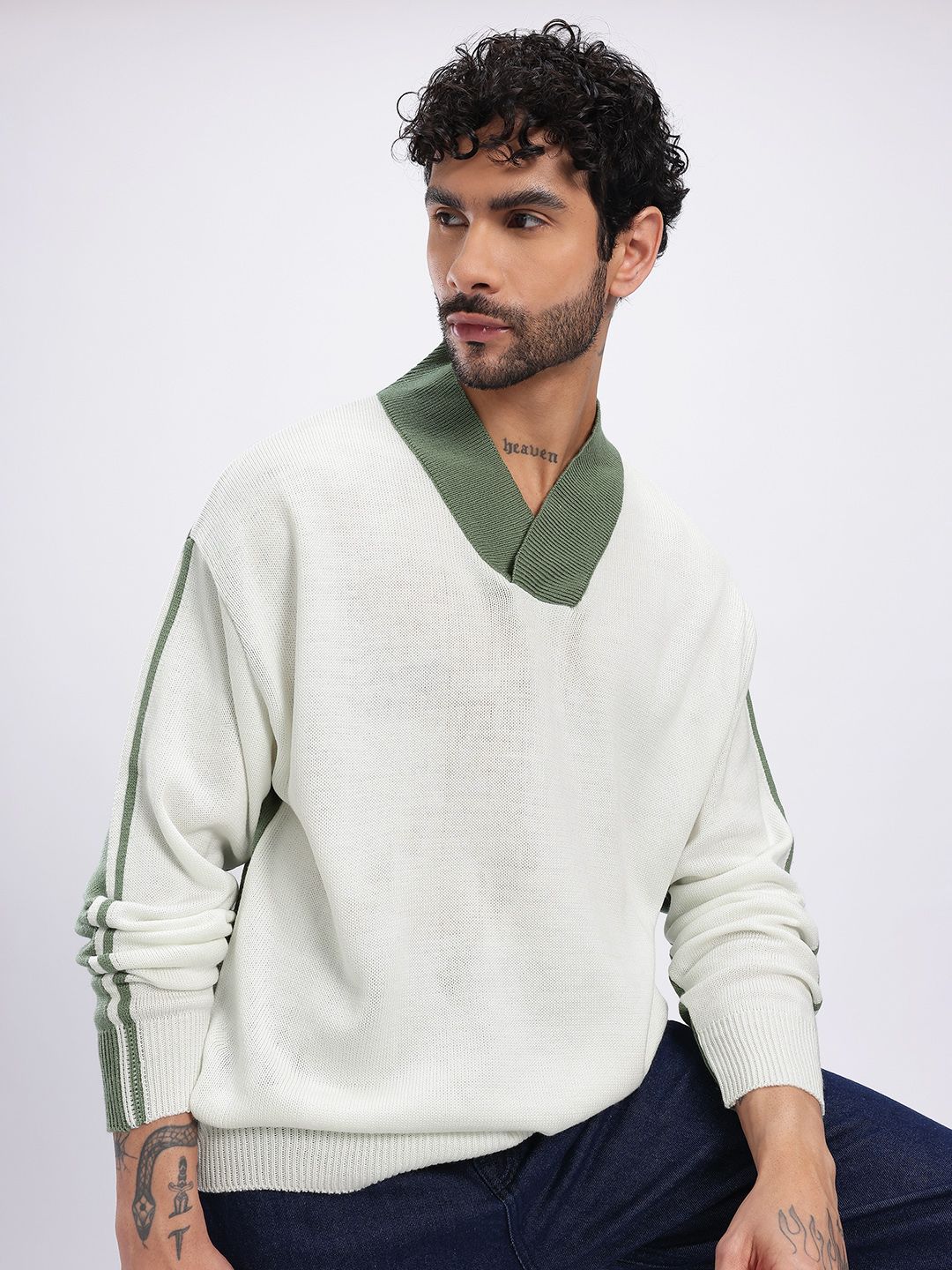 glitchez Colourblocked V-Neck Oversized Pullover-picture-29