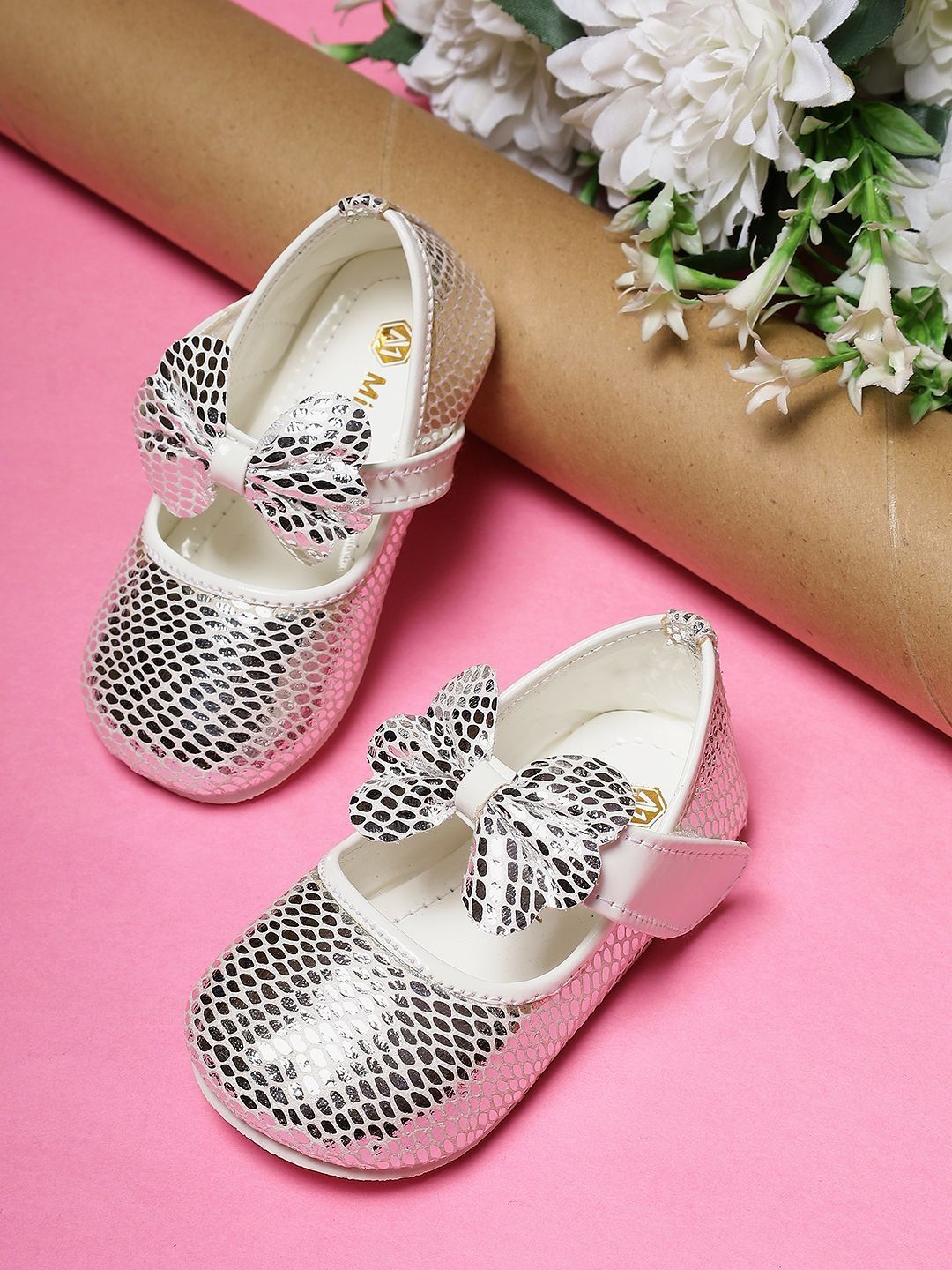 Minesole Girls Textured Party Bows Flats-picture-33