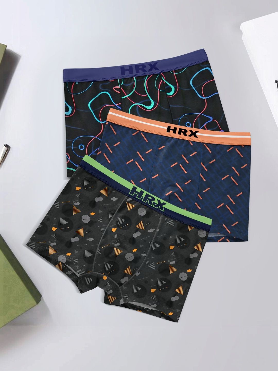 HRX by Hrithik Roshan Pack of 3 Printed Short Trunk-picture-38