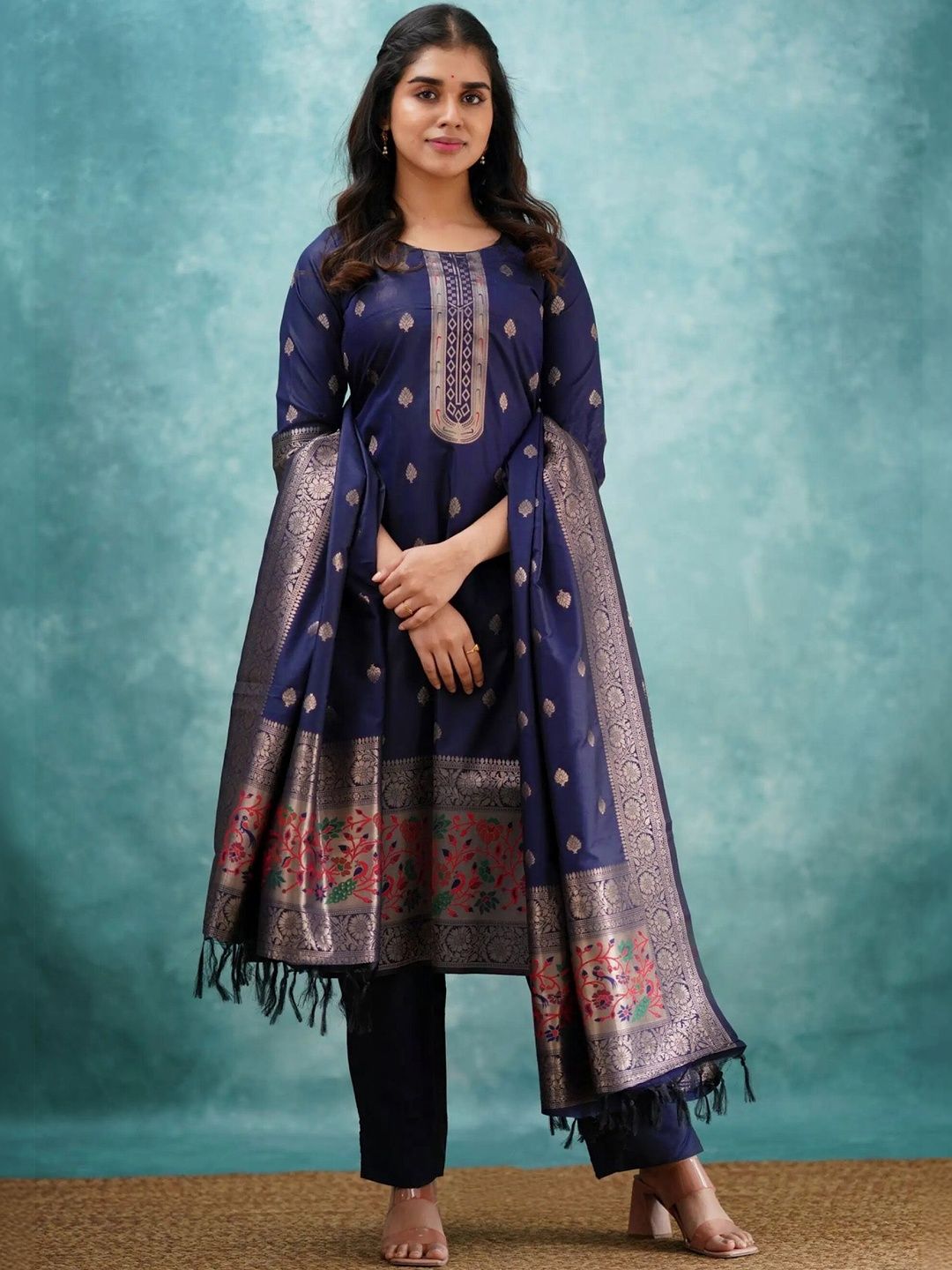 AG TEXTILE Women Ethnic Motifs Regular Kurta with Trousers & With Dupatta-image-20