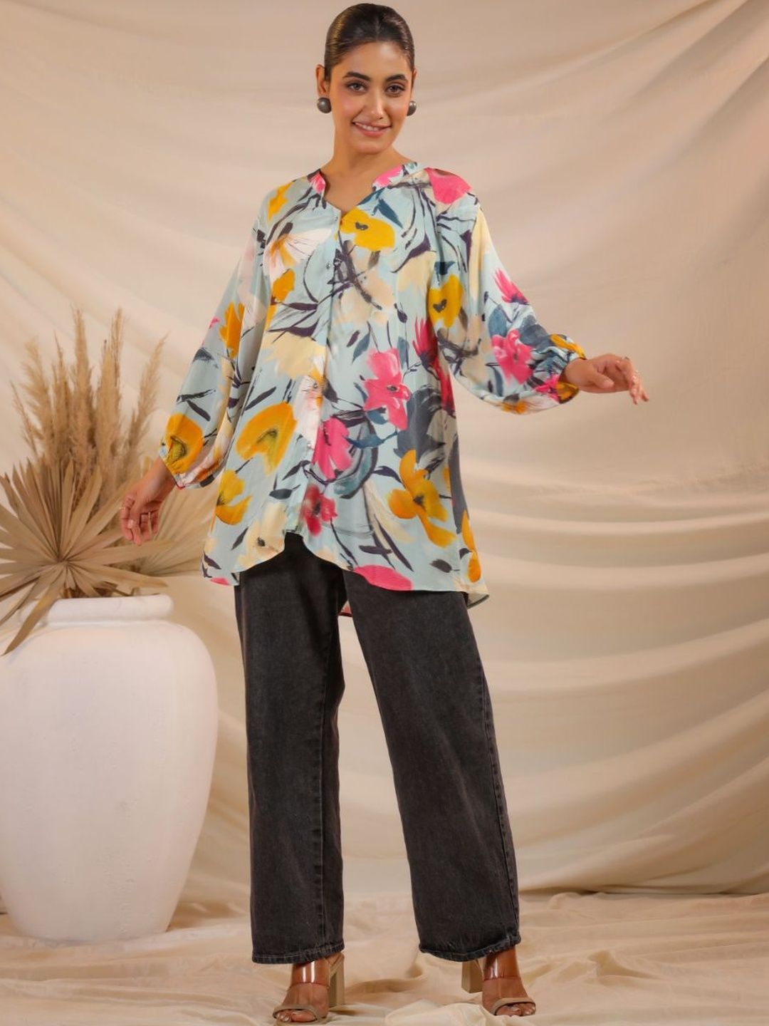NILIMA CREATIONS Floral Print Bishop Sleeves Top-picture-34