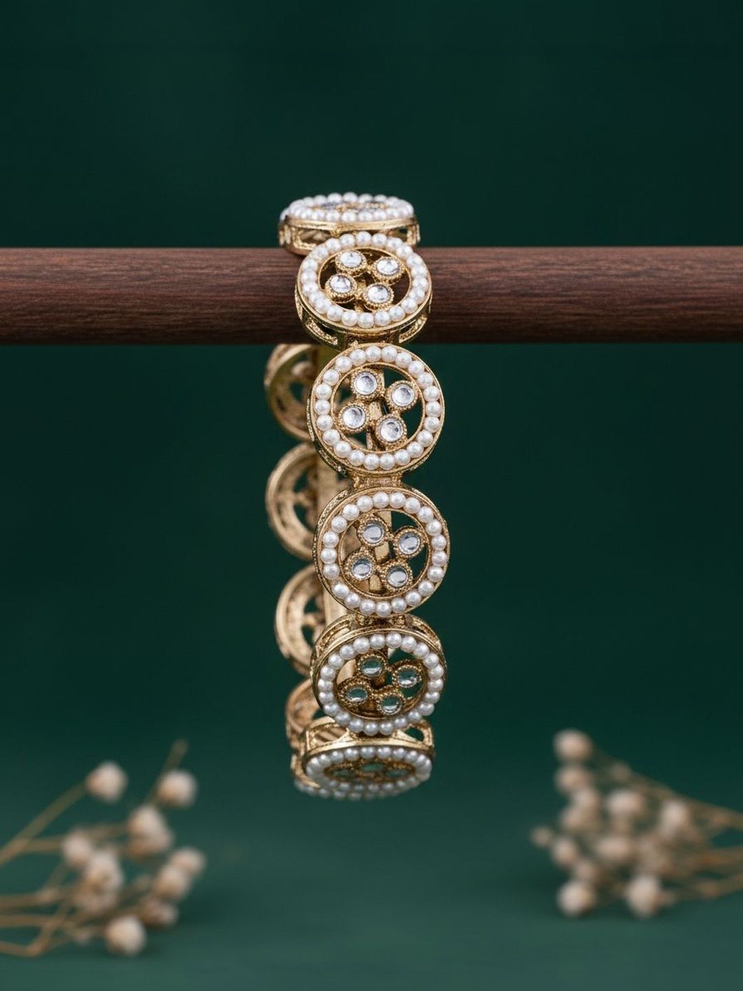 SHONA'S STYLE Brass-Plated Kundan Bangle-picture-33