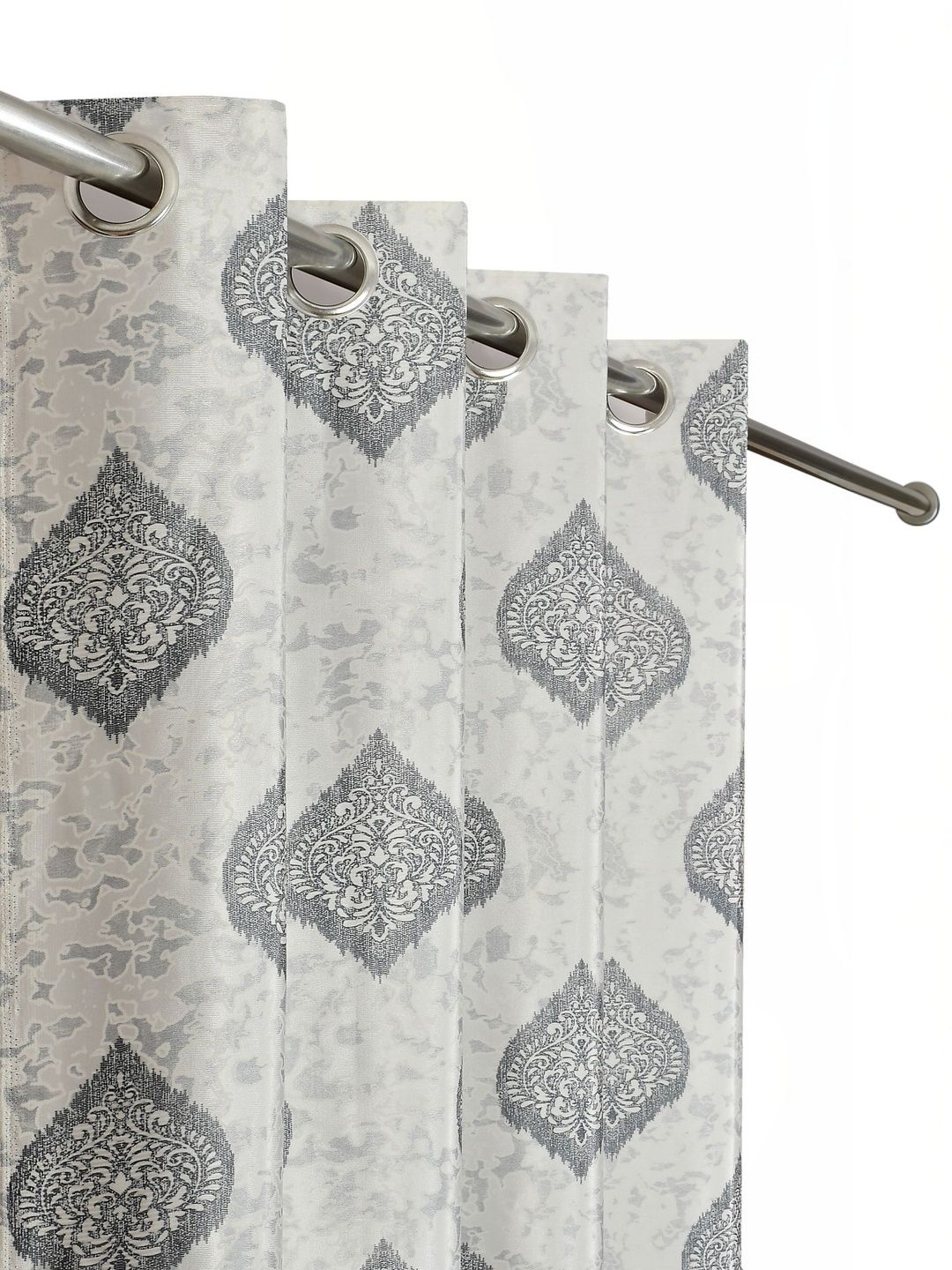 GEET CREATIONS Grey Set of 2 Embroidered Sheer Window Curtain-image-33