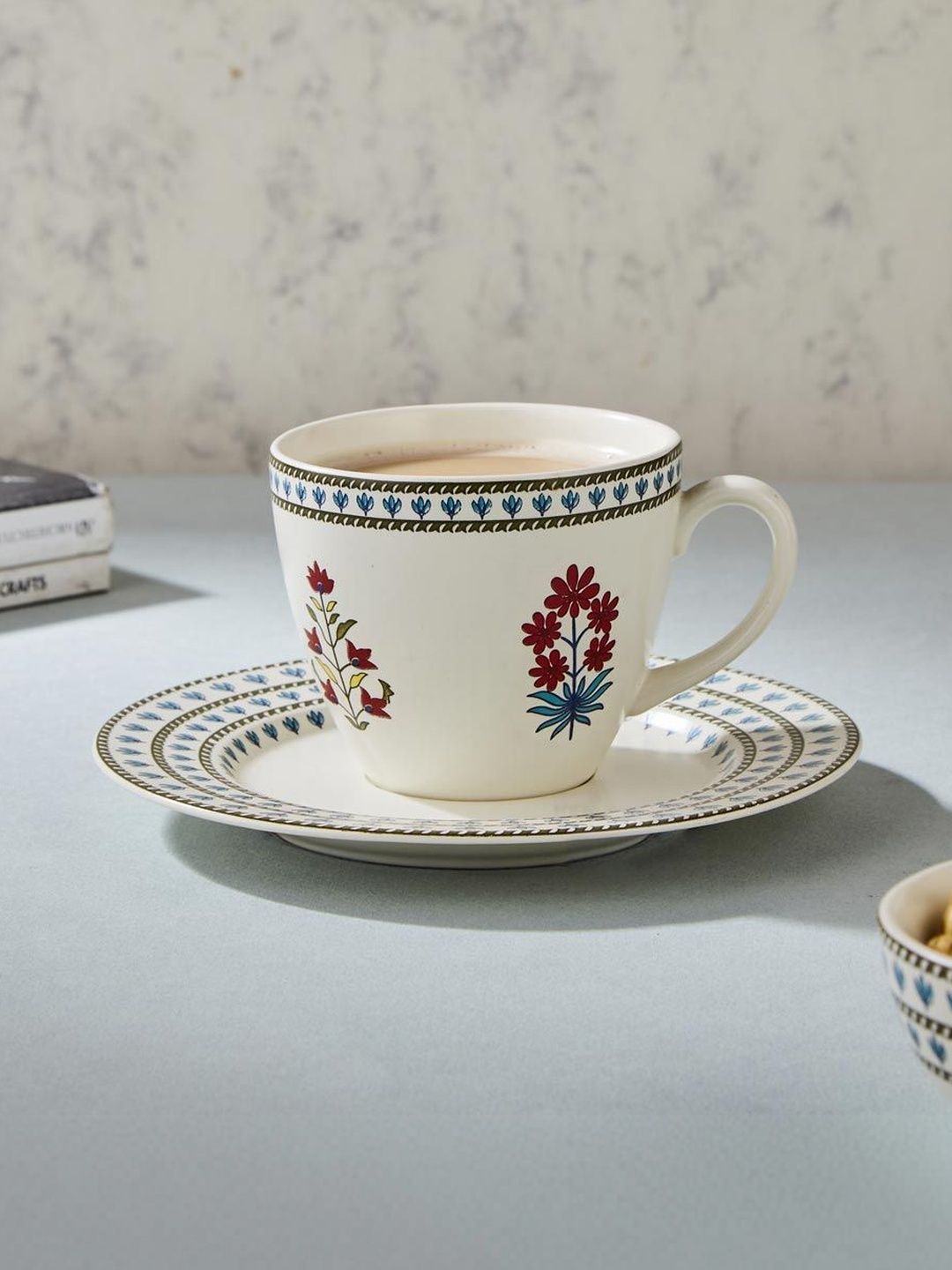 Fabindia Multicoloured Printed Floral Ceramic Glossy Cups Set of Cups and Mugs-image-10