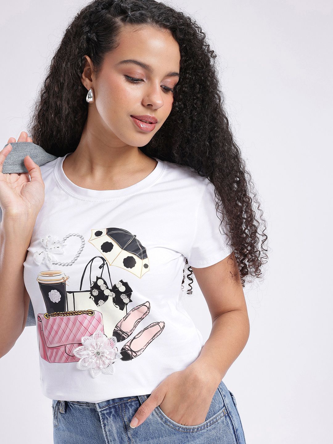 glitchez Graphic Printed Bow Detail T-shirt-picture-23