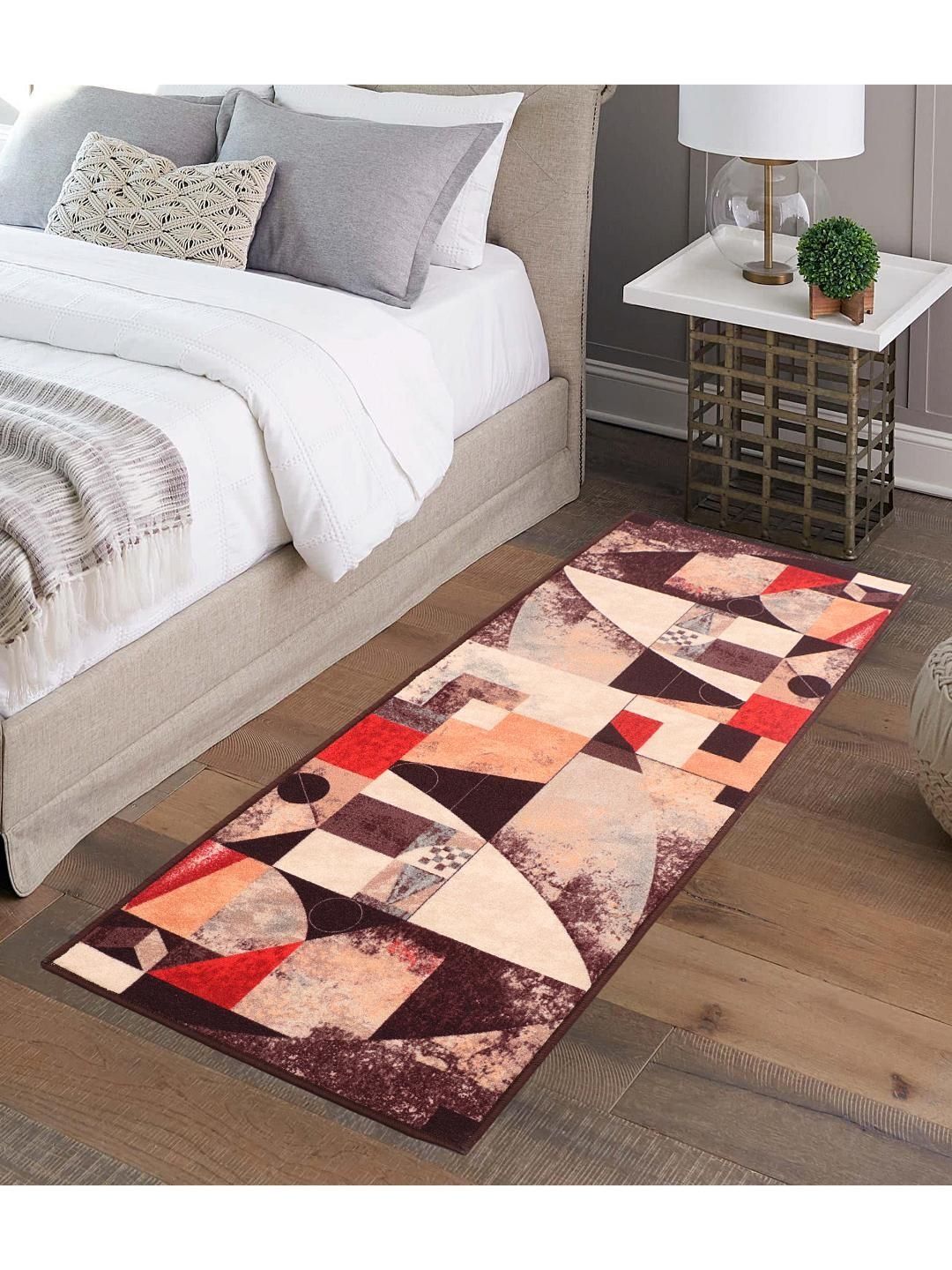 MODEFE Beige & Brown Abstract Printed Loop Pile Floor Runner-picture-28