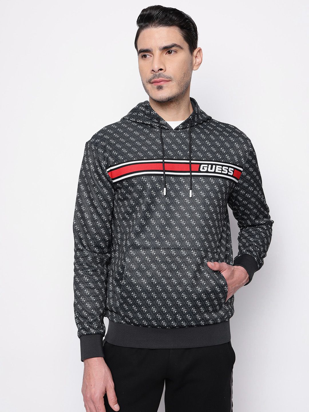 GUESS Brand Logo Print Hooded Sweatshirt-picture-12