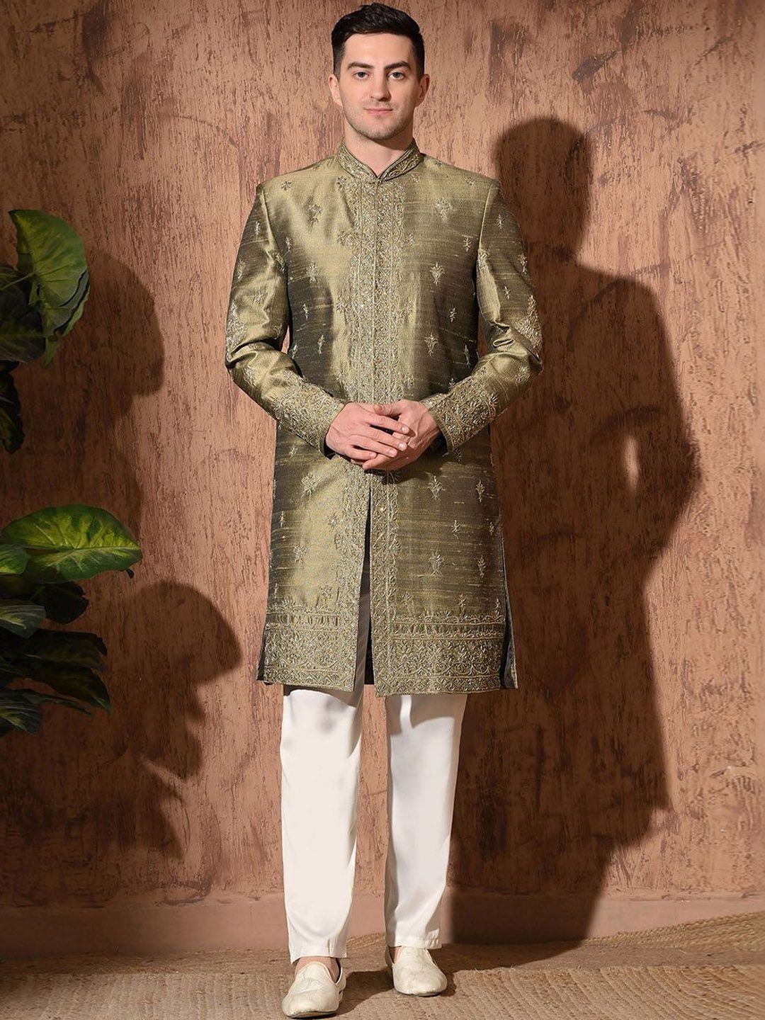 Aesthelia Embroidered Mandarin Collar Sherwani-picture-48