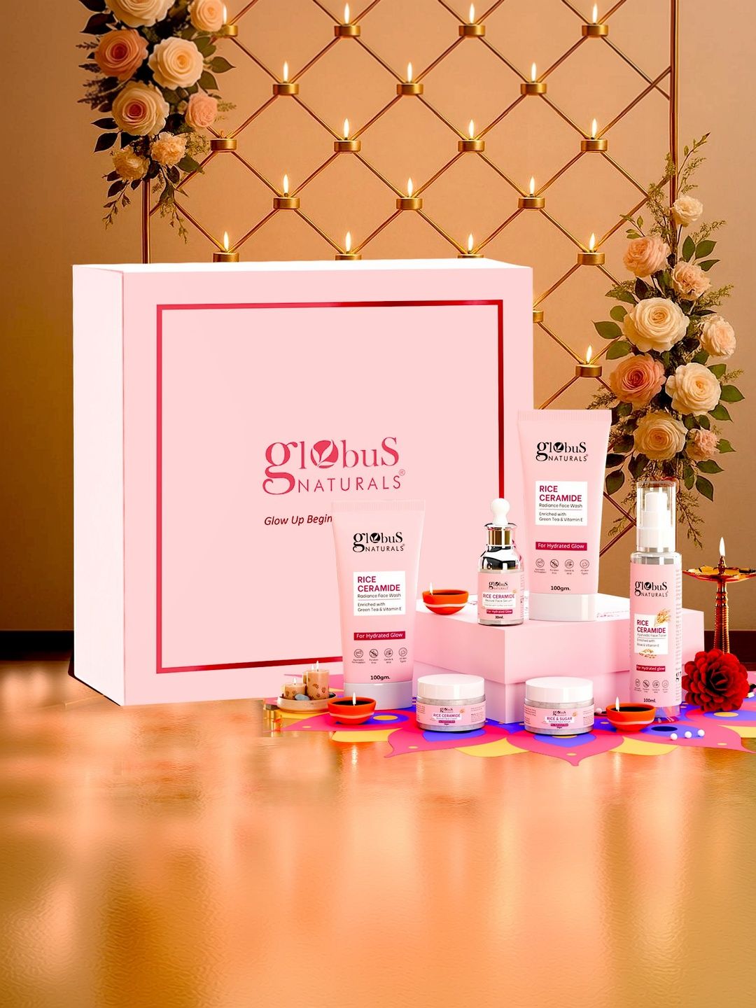 Globus naturals Set Of 6 Rice Ceramide Face Wash Scrub Cream Face Serum Toner & Mask-image-13