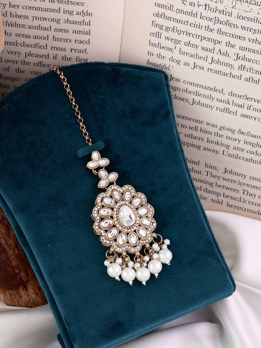 SHONA'S STYLE Gold-Plated Kundan Studded Maang Tikka Head Jewellery-picture-18