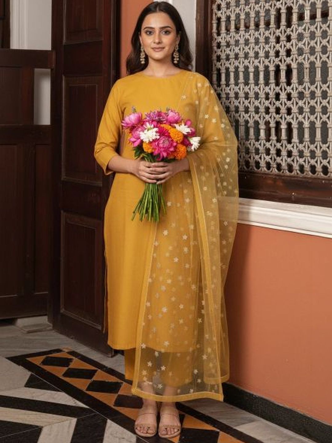 AG TEXTILE Women Ethnic Motifs Regular Kurta with Trousers & With Dupatta-image-31