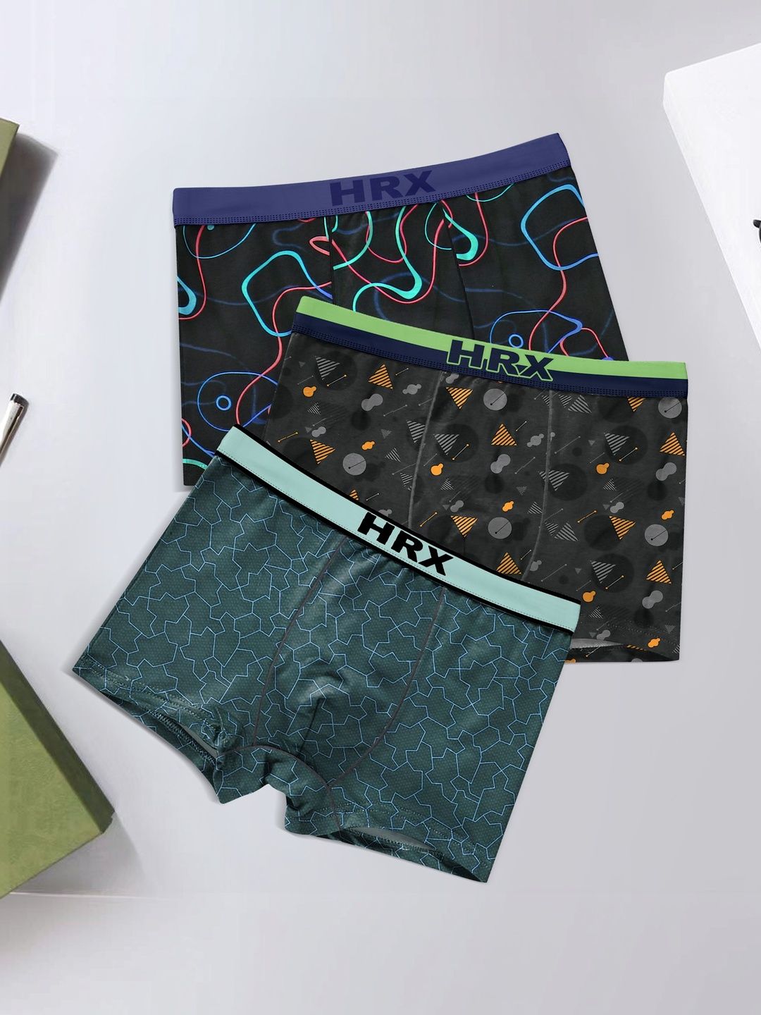 HRX by Hrithik Roshan Pack of 3 Printed Short Trunk-image-11