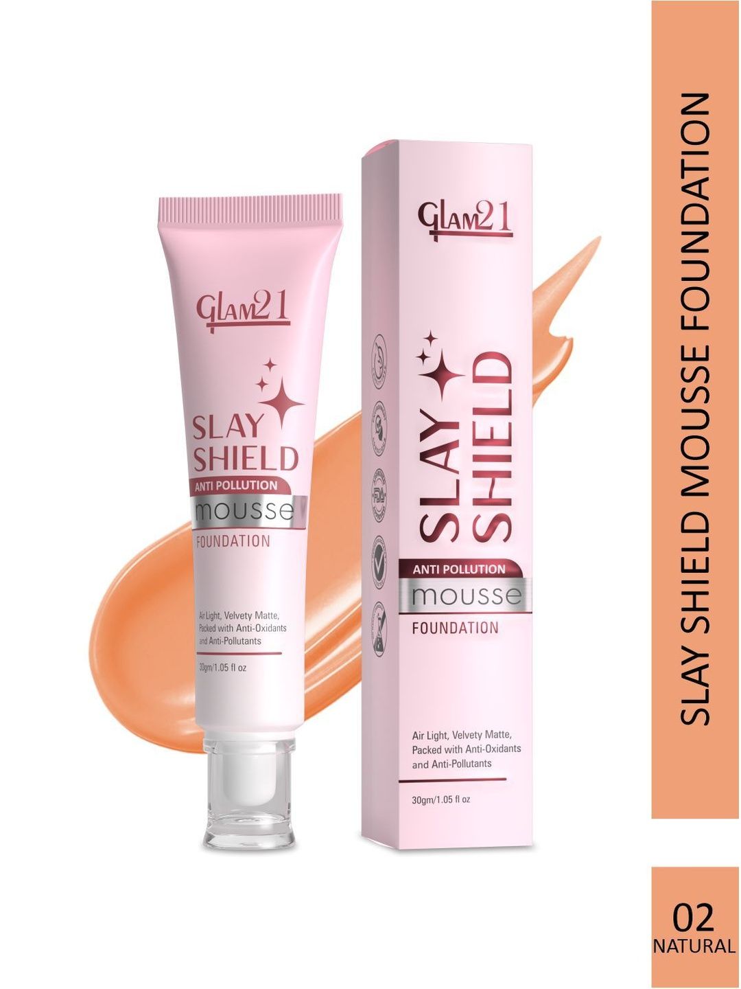 GLAM21 Slay Shield Mousse Foundation With Vitamin C- 30 g- Natural 02-image-32
