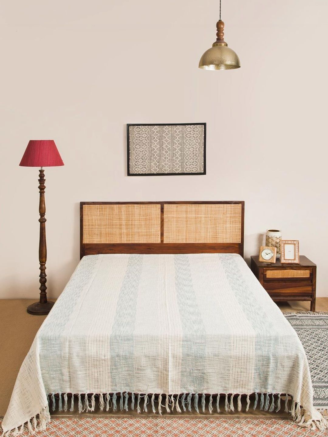 Fabindia Beige Woven Design120 GSM King Bed Cover-image-12