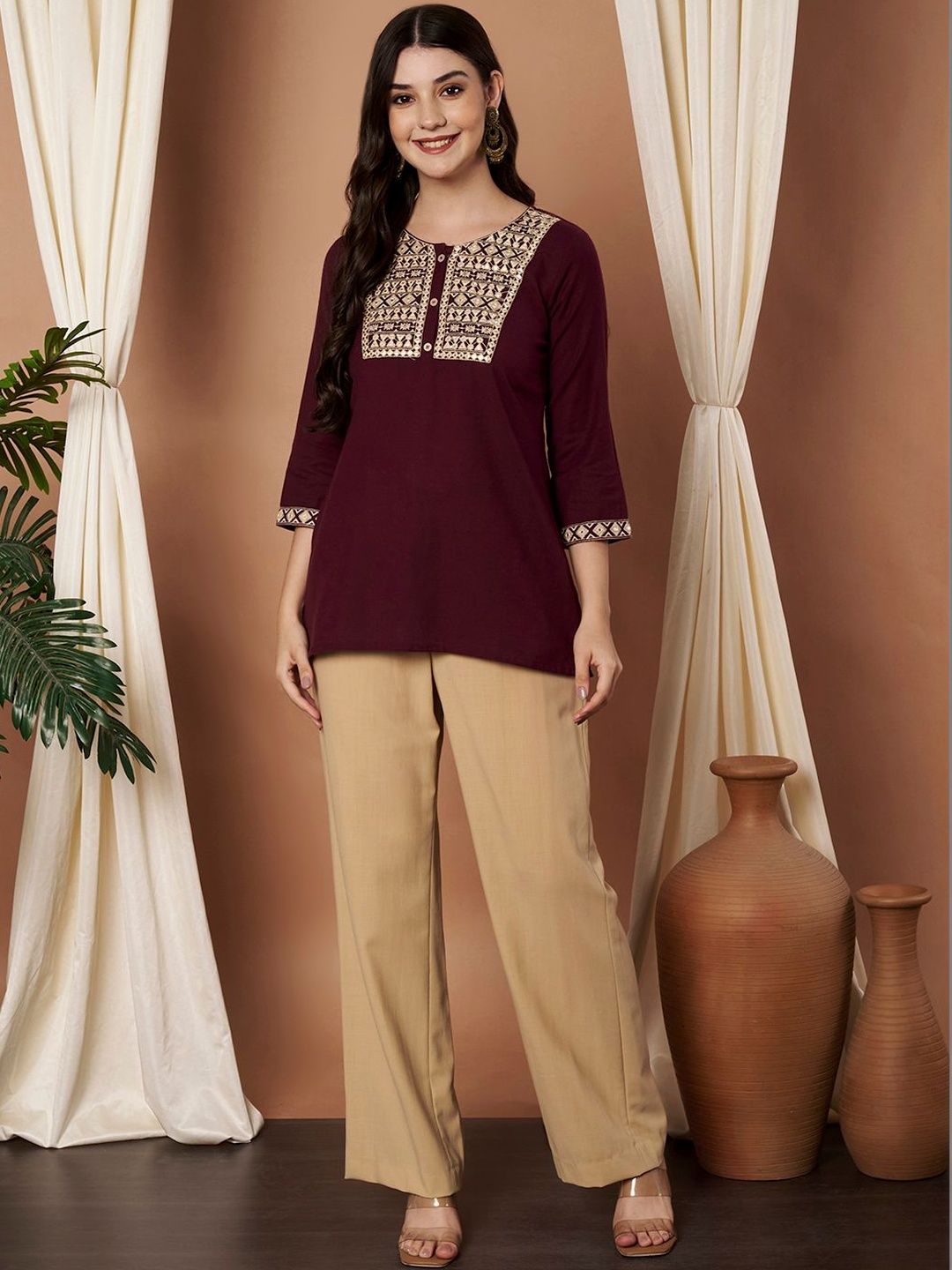 SZN Ethnic Motifs Embroidered Pure Cotton Kurti-picture-12