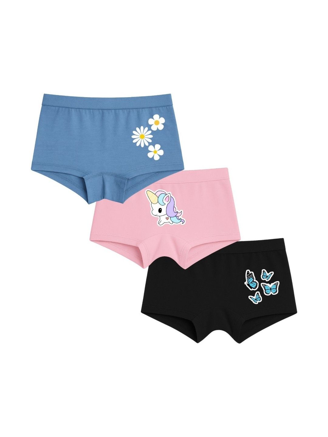 ADORE A BOO Pack of 3 Printed Cotton Mid-Rise Boy Shorts Briefs-picture-16