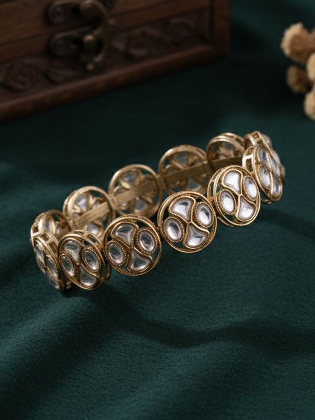 SHONA'S STYLE Brass-Plated Kundan Bangle-picture-22