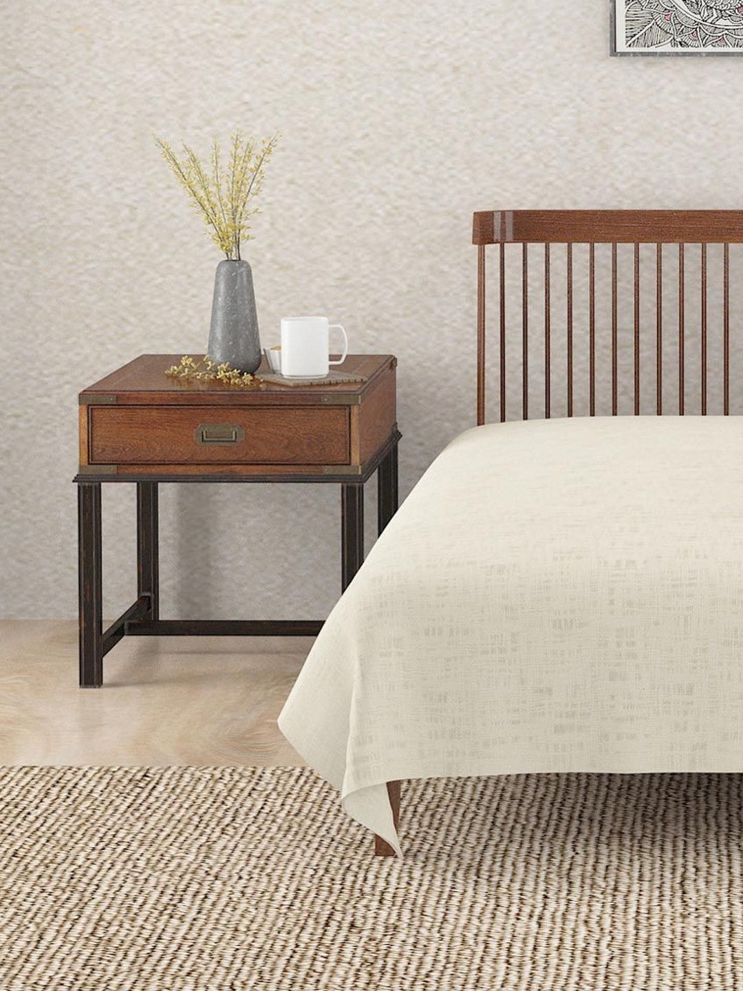 Fabindia White Printed 120 GSM Queen Bed Cover-picture-13