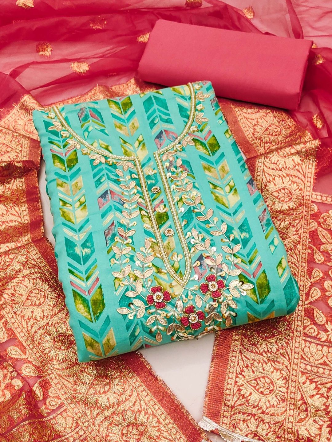 Maroosh Embroidered Pure Cotton Unstitched Dress Material-picture-37