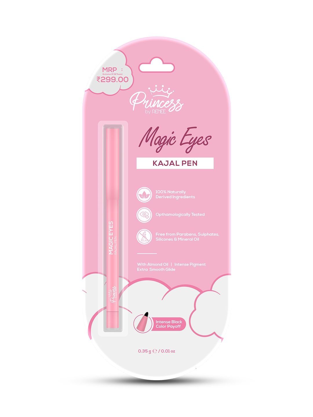 Renee Princess Magic Eyes Kajal Pen With Almond Oil - 0.35 g - Black