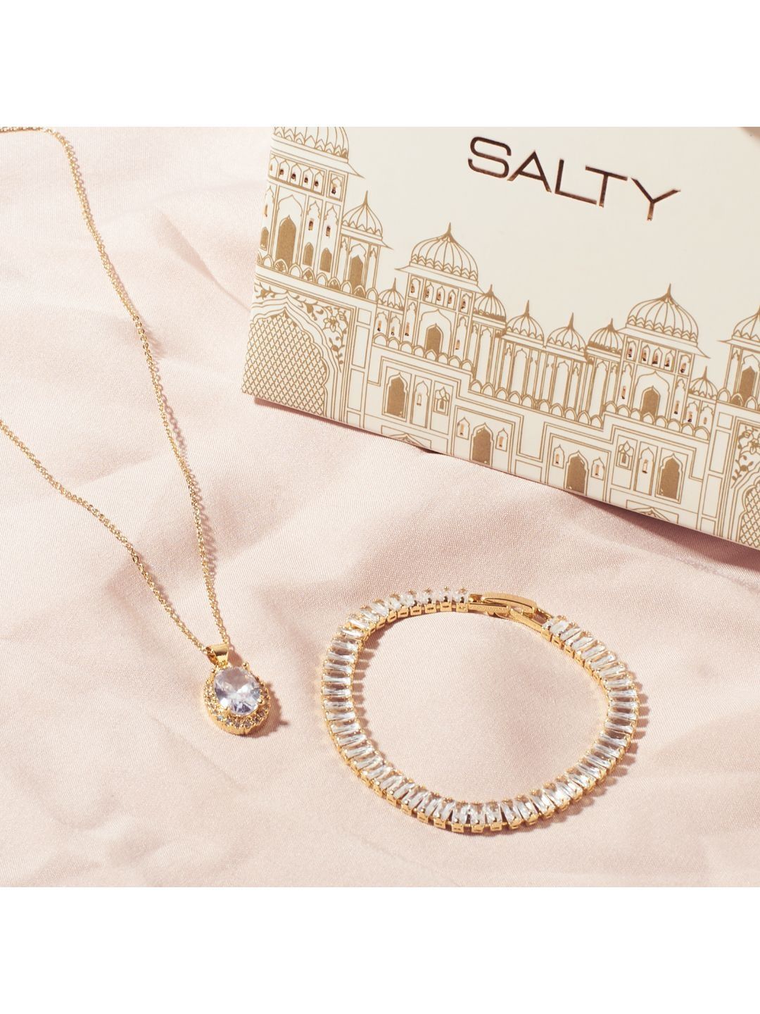 SALTY Twinkle Gem Necklace & Glimmer Diamond Tennis Bracelet Jewellery Set-picture-18