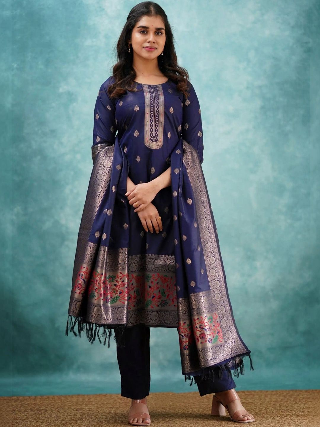 TURITY Women Ethnic Motifs Regular Kurta with Trousers & With Dupatta-picture-25