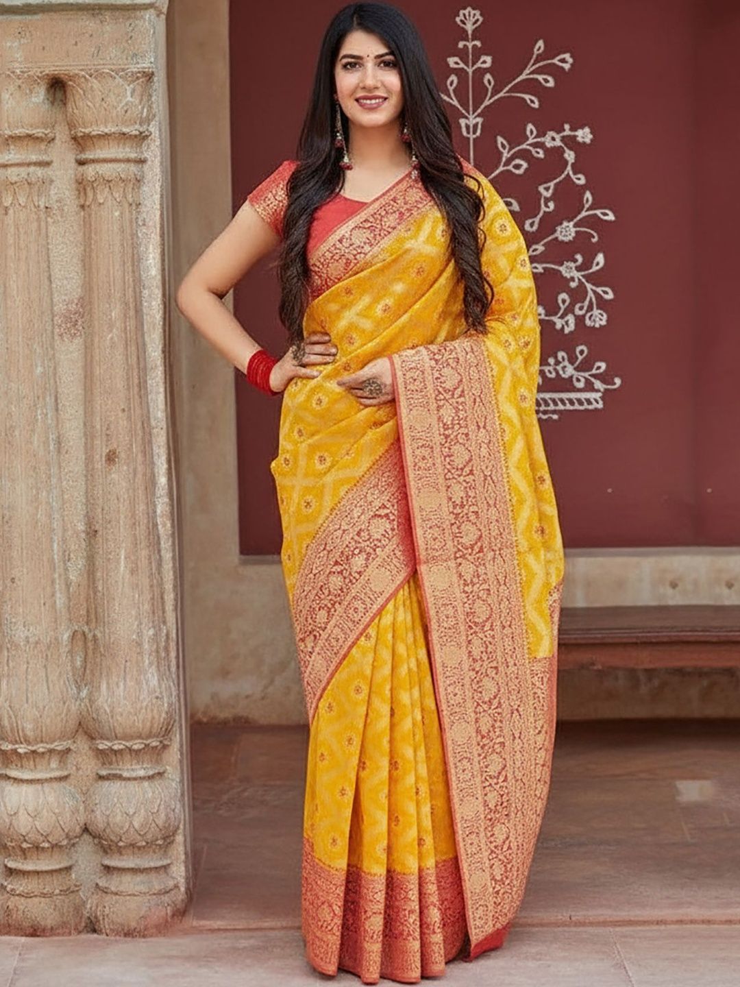 KALINI Woven Design Zari Silk Blend Heavy Work Banarasi Saree-picture-35
