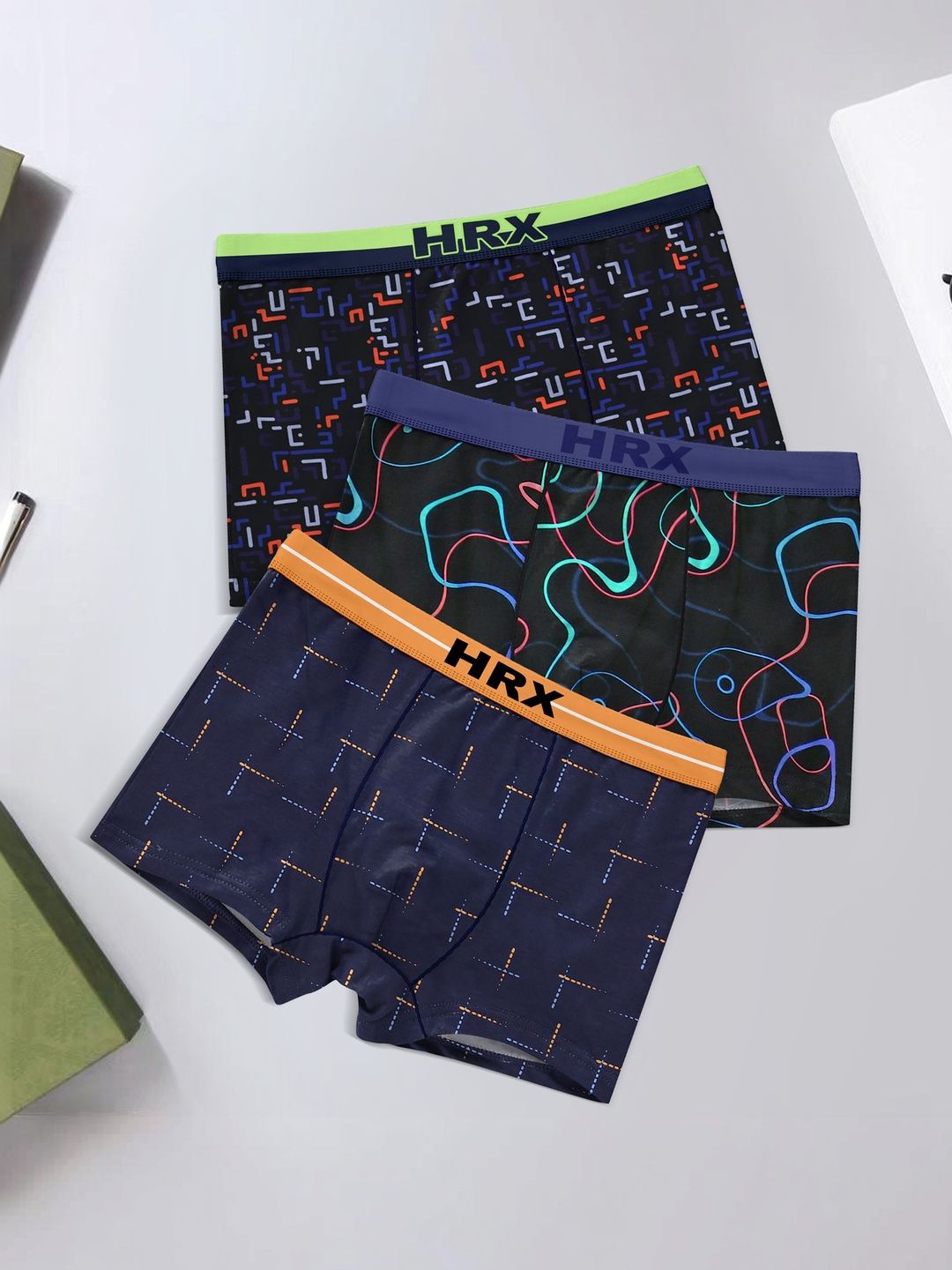 HRX by Hrithik Roshan Pack of 3 Printed Short Trunk-image-5