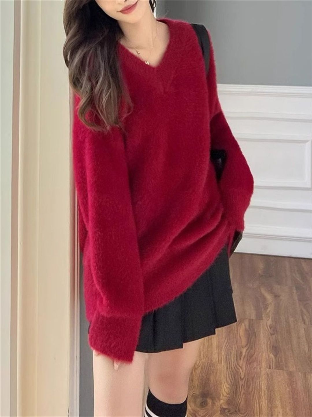 KPOP Women Pullover with Fuzzy Detail-picture-13