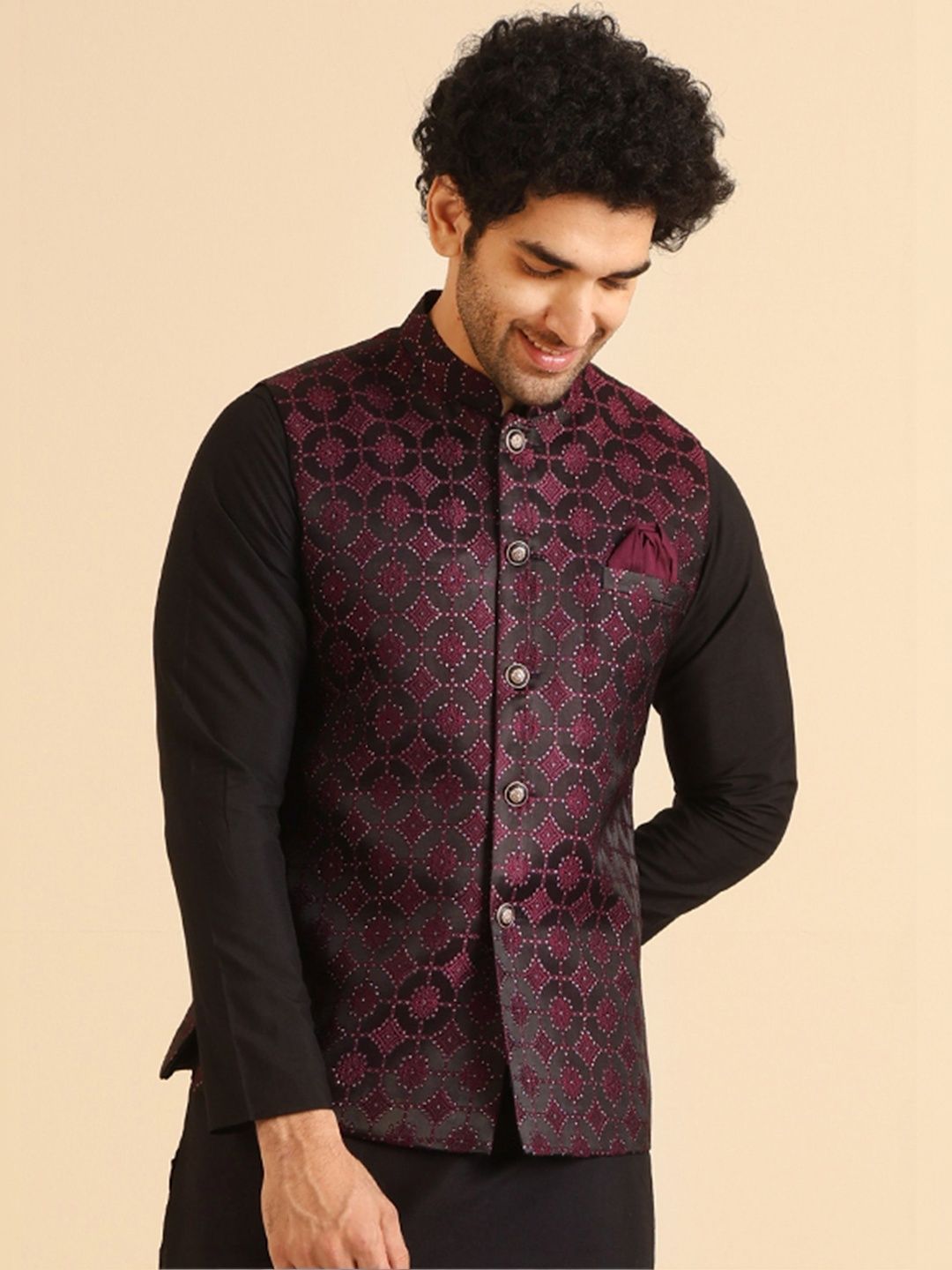 KISAH Woven Design Woven Nehru Jackets-picture-41
