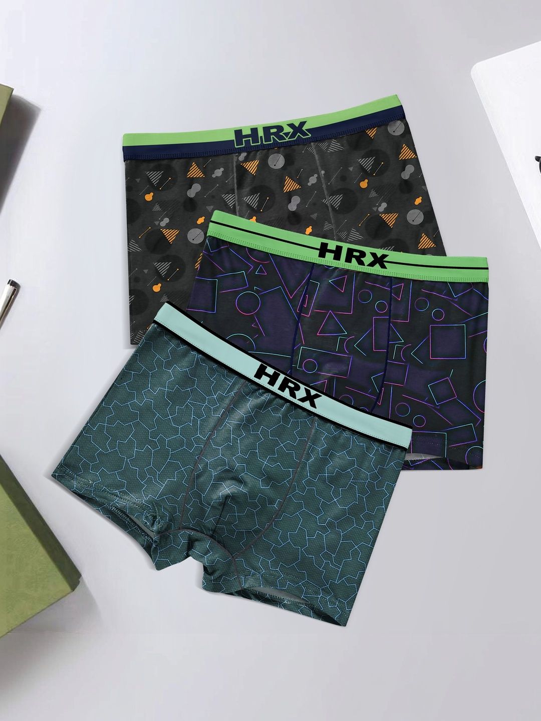 HRX by Hrithik Roshan Pack of 3 Printed Short Trunk-picture-53