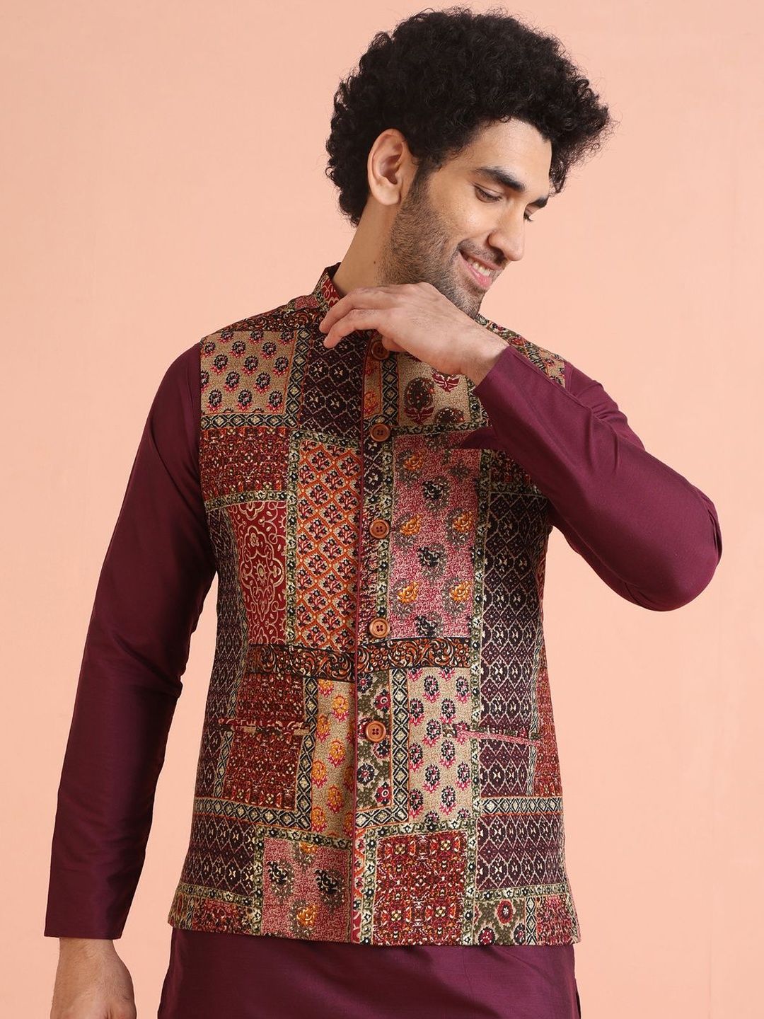 KISAH Printed Woven Nehru Jackets-picture-17