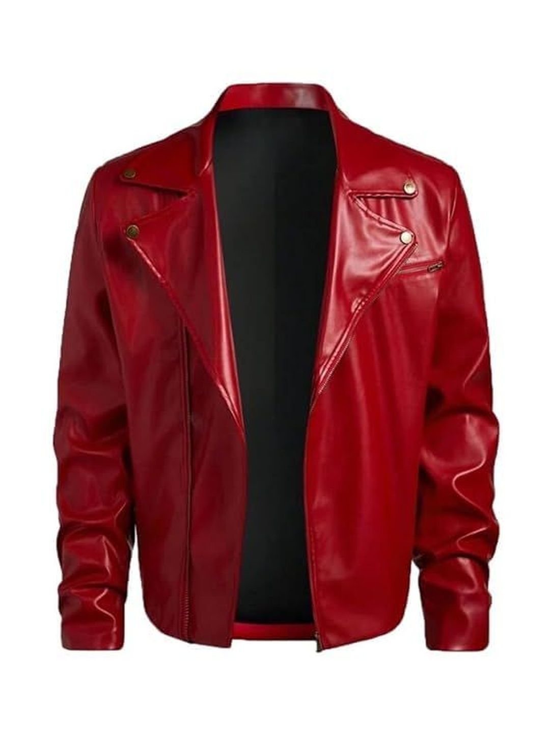 Ranujapir Leather notched lapel collar Front Open Blazer-picture-54
