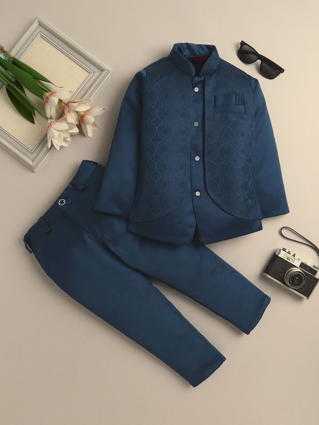 Sangria Boys Jacquard Geometric Circular Motifs 2-Piece Blazer & Trouser Suit Set-picture-45